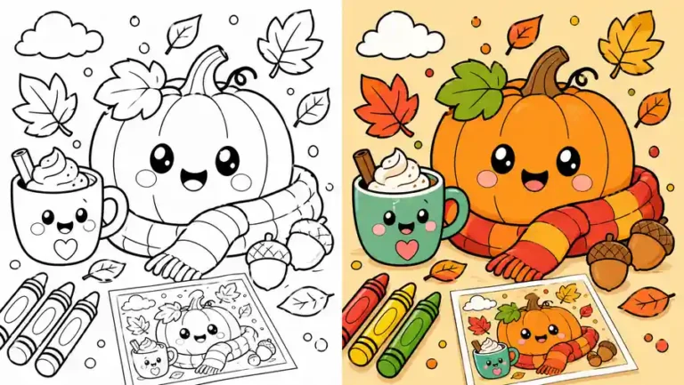Bold And Easy Cozy Fall Coloring Pages featured image