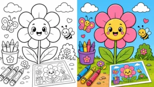 Bold And Easy Flower Coloring Pages featured image