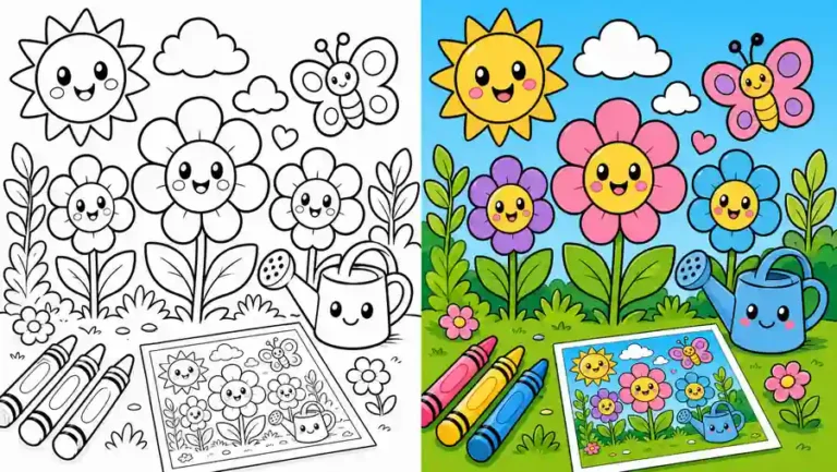 Bold And Easy Garden Coloring Pages featured image