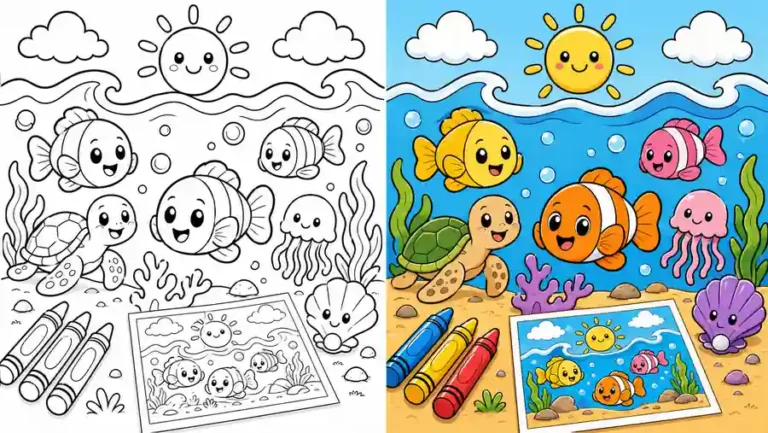 Bold And Easy Ocean Scene Coloring Pages featured image