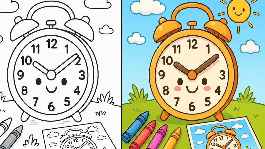 Clock Time Coloring Pages featured image