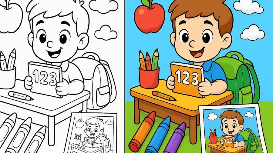 Color By Number Back To School Coloring Pages featured image