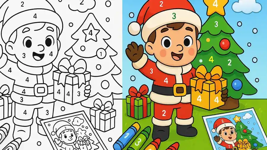 Color By Number Christmas Coloring Pages featured image