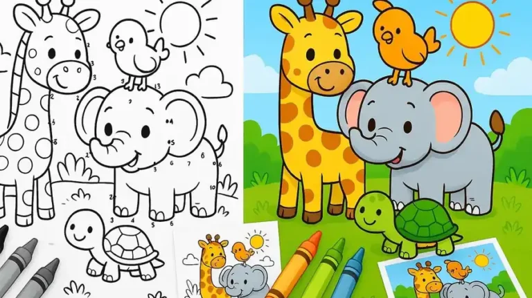 Cute Animals Dot To Dot Coloring Pages featured image