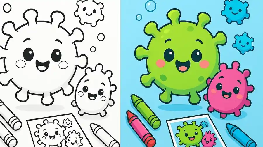 Cute Virus And Bacteria Coloring Pages featured image