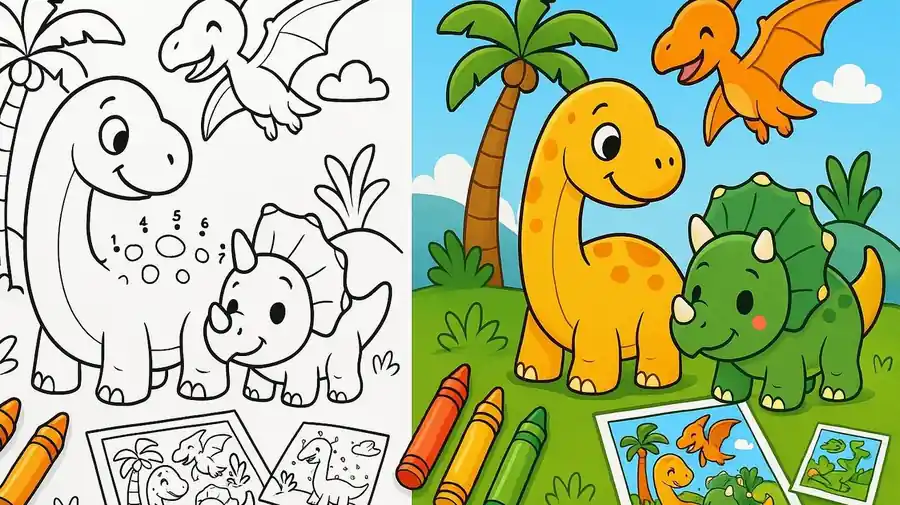 Dinosaurs Dot To Dot Coloring Pages featured image