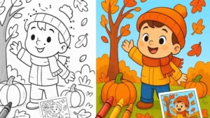 Dot To Dot Autumn Coloring Pages featured image