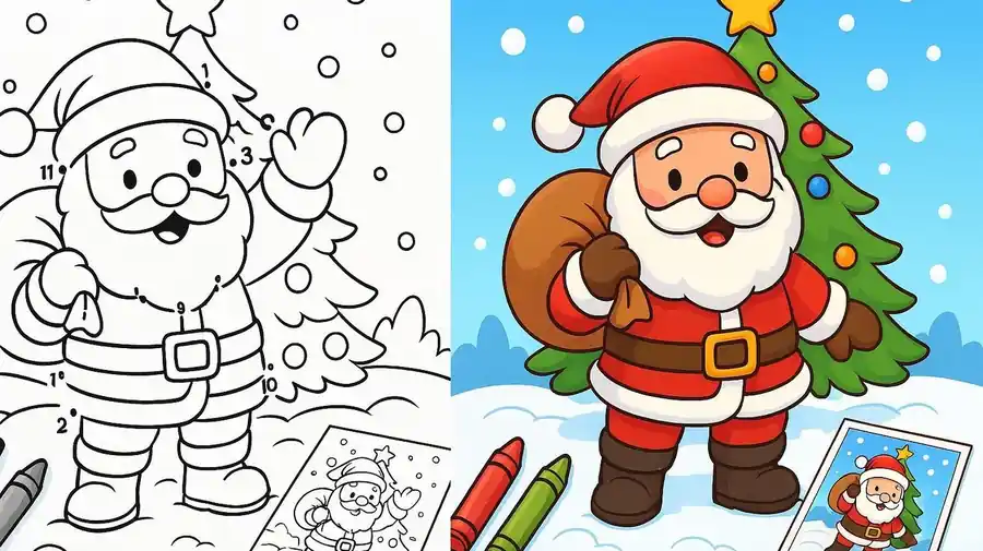 Dot To Dot Christmas Coloring Pages featured image