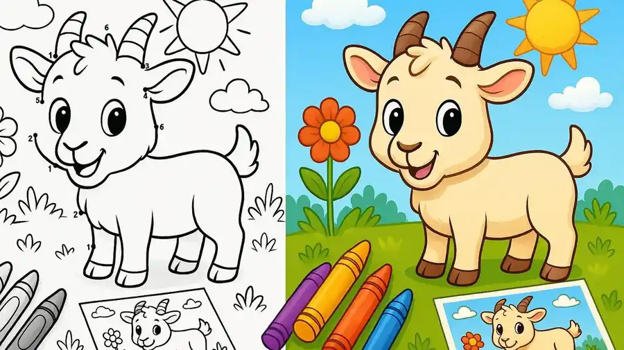 Dot To Dot Goats Coloring Pages featured image