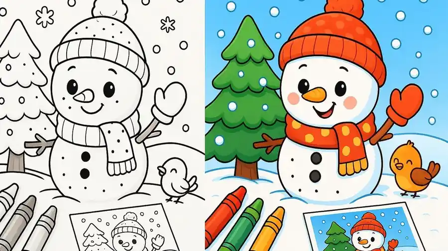 Dot To Dot Winter Coloring Pages featured image