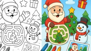Maze Christmas Coloring Pages featured image