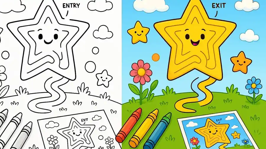 Maze Star Coloring Pages featured image