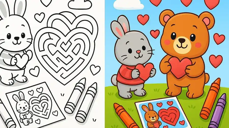 Maze Valentines Day Coloring Pages featured image