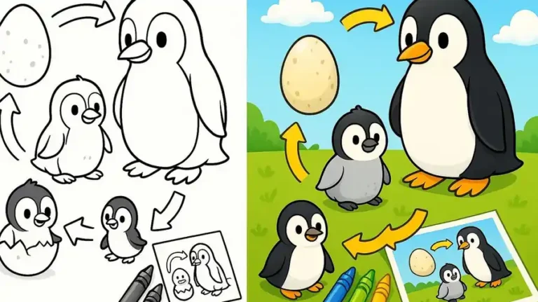 Penguin Life Cycle Coloring Pages featured image