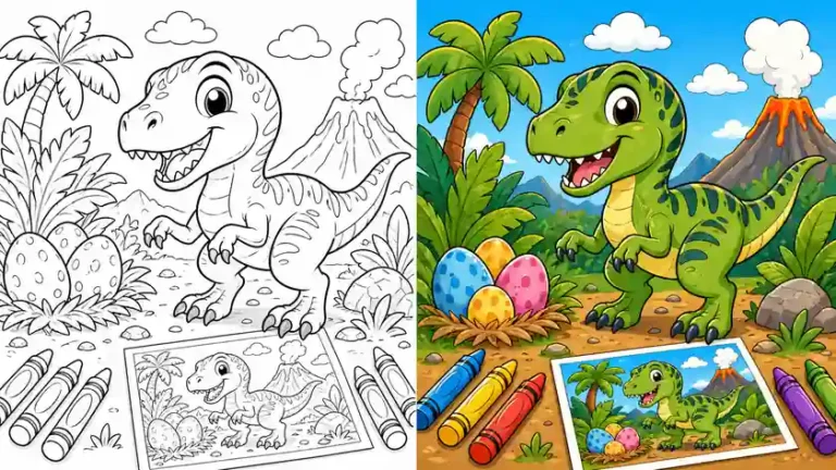 Raptor Dinosaur Coloring Pages featured image