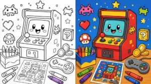 Retro Video Games Coloring Pages featured image