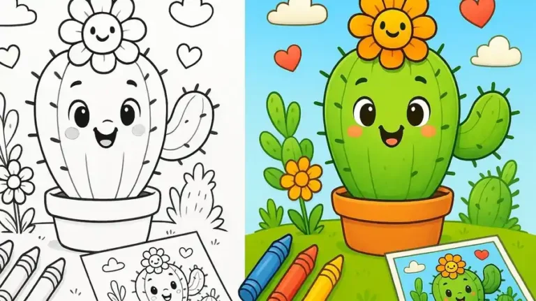 Reverse Cactus Coloring Pages featured image
