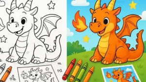 Reverse Fantasy Dragon Coloring Pages featured image