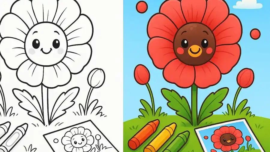 Reverse Poppy Flower Coloring Pages featured image