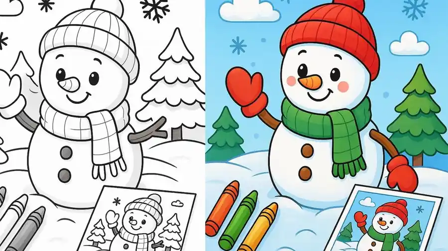 Reverse Snowman Coloring Pages featured image