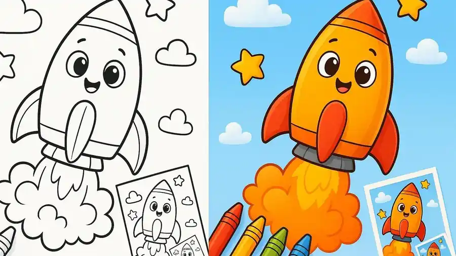 Spaceship Coloring Pages featured image