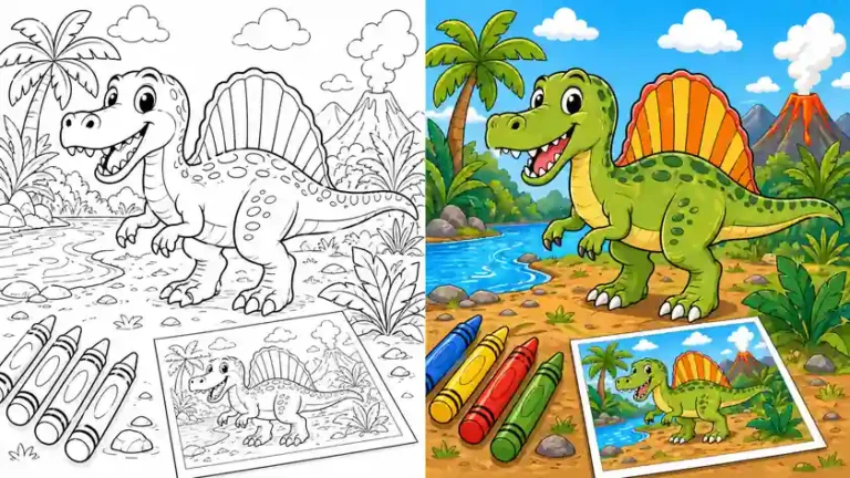 Spinosaurus Dinosaur Coloring Pages featured image