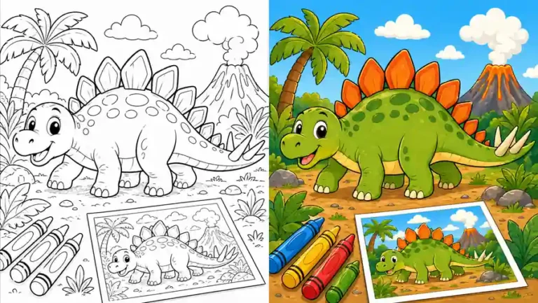 Stegosaurus Dinosaur Coloring Pages featured image