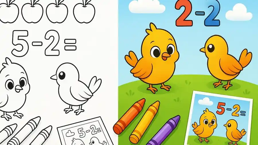 Subtraction Math Coloring Pages featured image