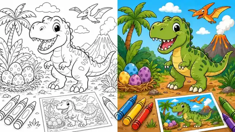 T-Rex Dinosaur Coloring Pages featured image