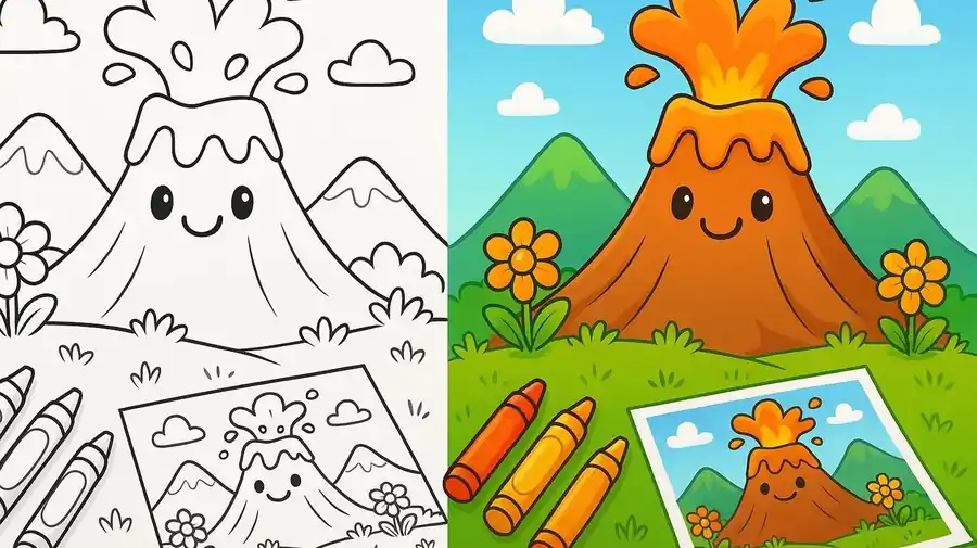 Volcano Coloring Pages featured image