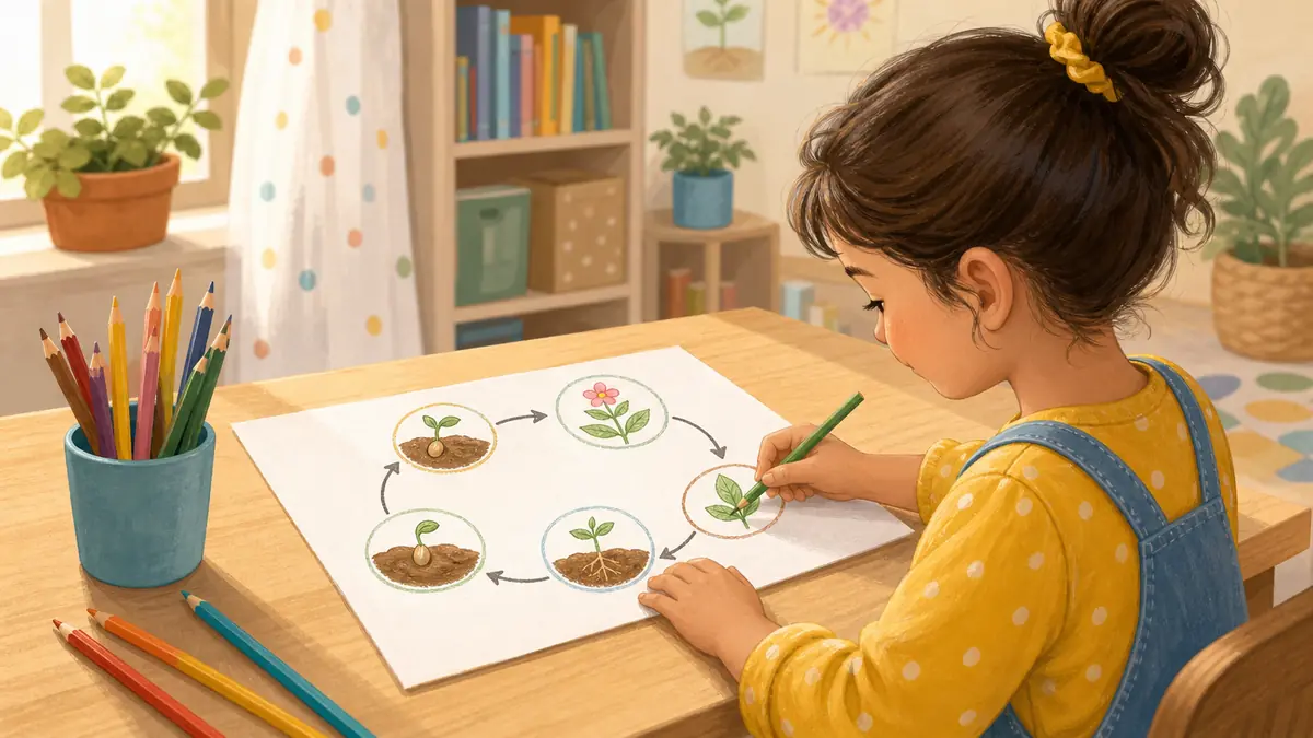 Child doing educational coloring activities for learning