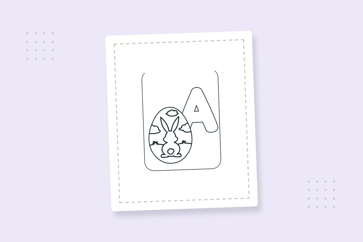 Alphabet (ABC) with Easter Egg Coloring Pages — printable coloring page preview