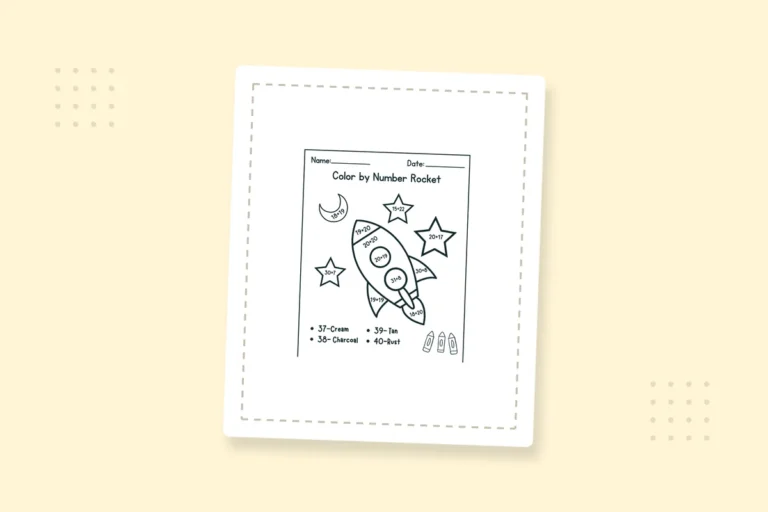 Color by Number Rocket Math Worksheet Coloring Pages: 10 Free PDFs — printable coloring page preview