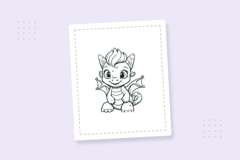 Cute Kawaii Dragon Coloring Pages — printable coloring page preview