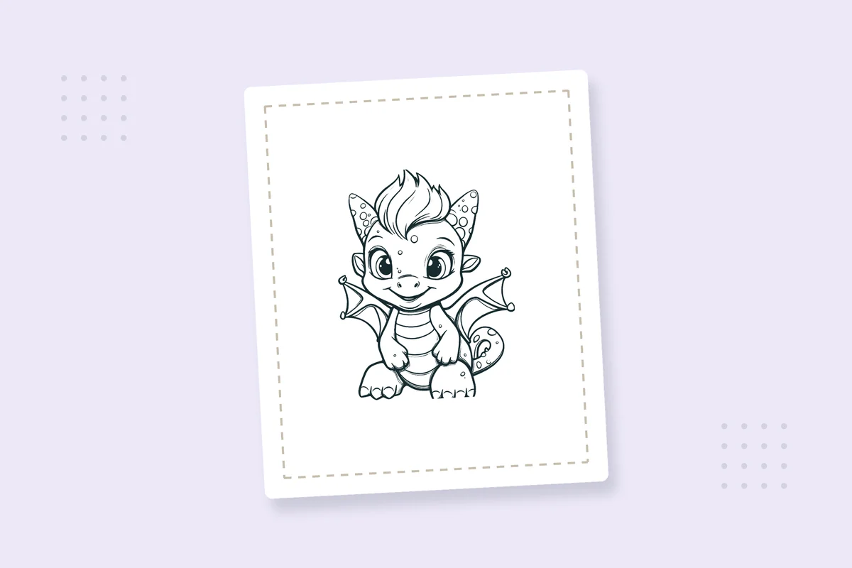 Cute Kawaii Dragon Coloring Pages — printable coloring page preview