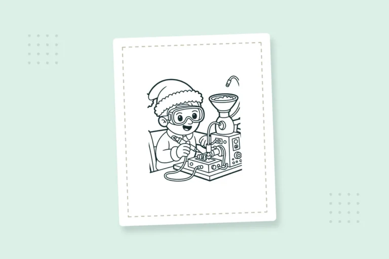 Cute Science Kids Christmas Coloring Pages: 24 Free PDFs — printable coloring page preview