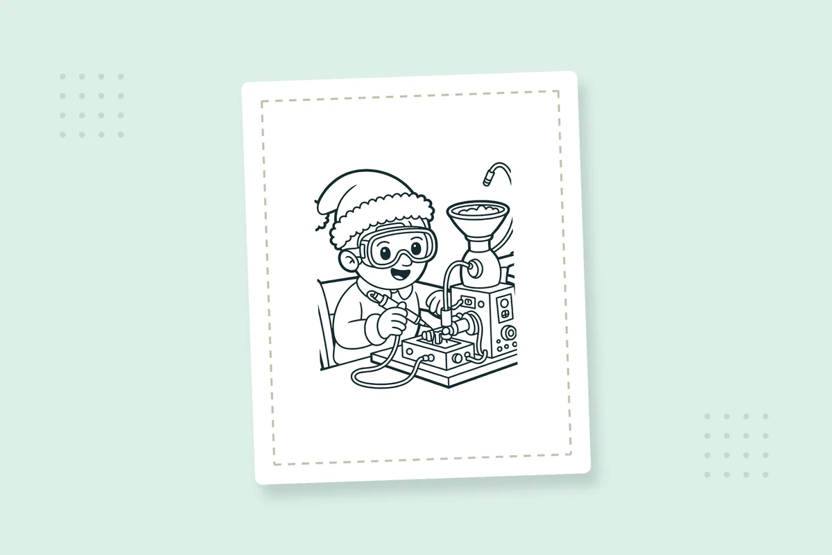Cute Science Kids Christmas Coloring Pages: 24 Free PDFs — printable coloring page preview