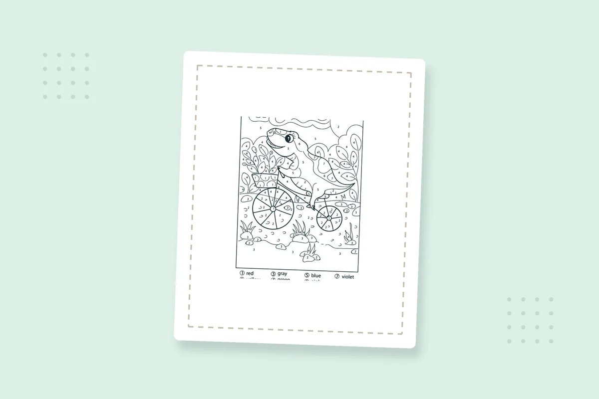 Dinosaur Color by Number: 24 Free Printable PDFs — printable coloring page preview