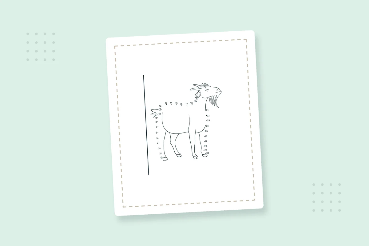 Dot-to-Dot Goats Coloring Pages: 24 Free Printable PDFs — printable coloring page preview