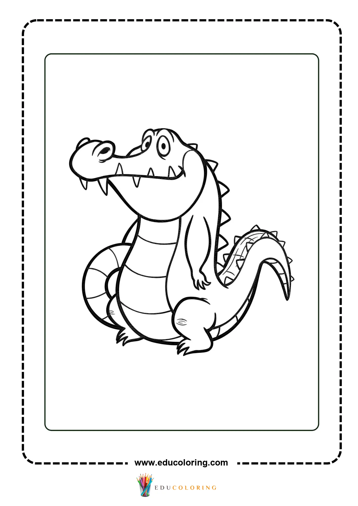 Upright cartoon crocodile with open mouth