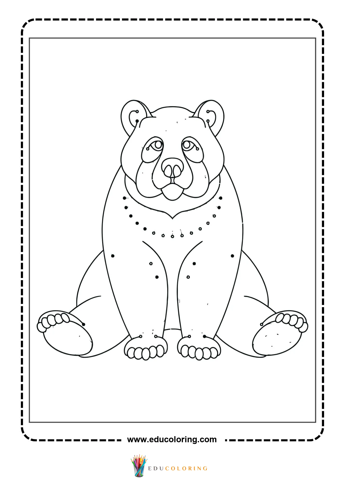 Bear cub sitting with paws forward