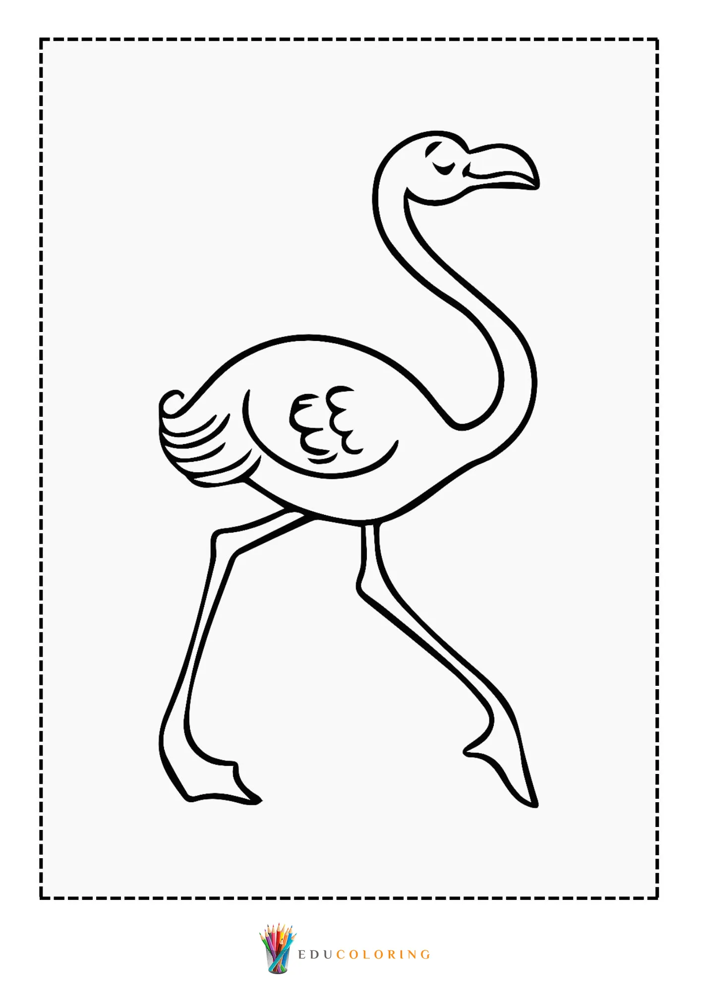 Flamingo with long curved neck
