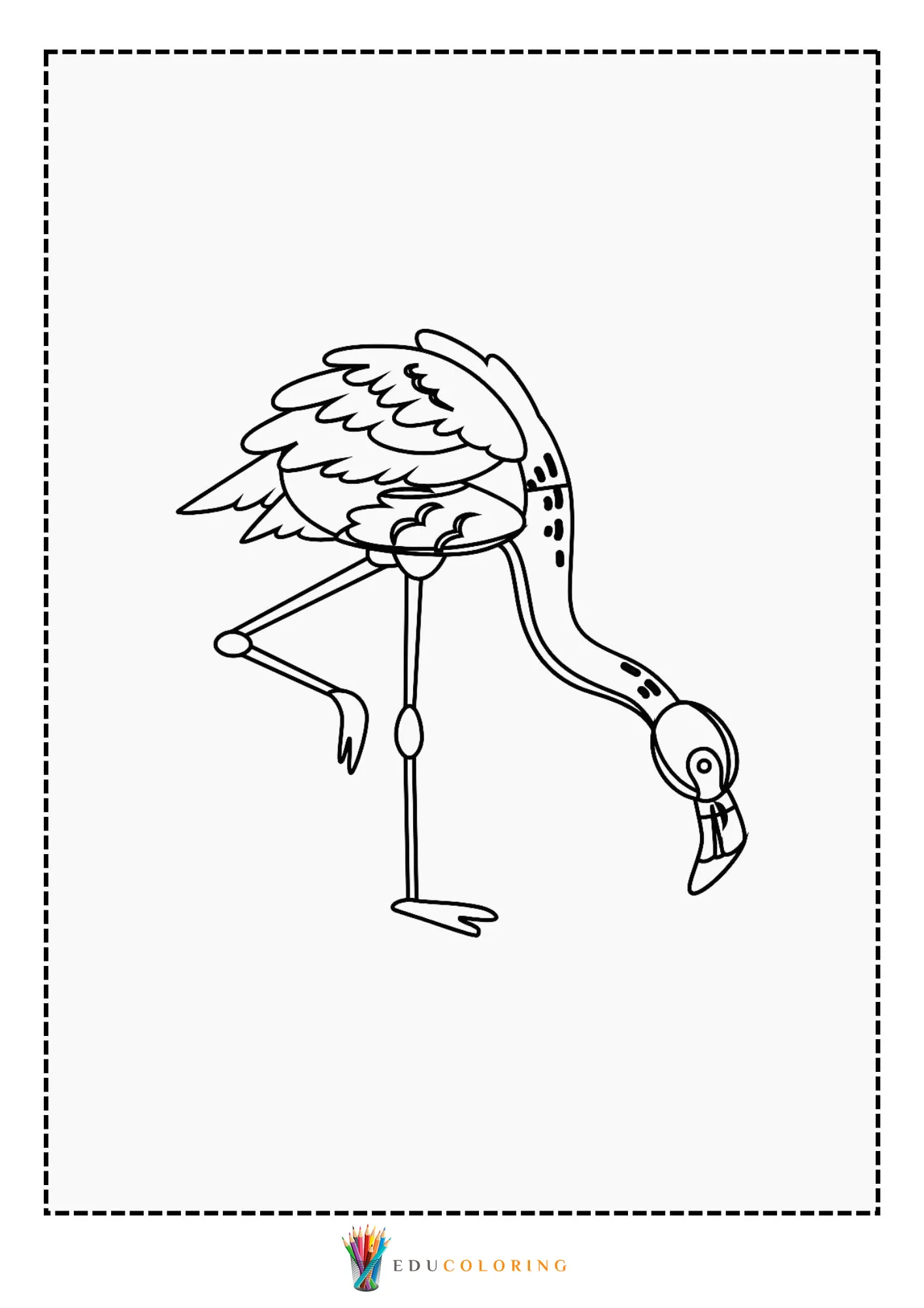Flamingo with wings slightly spread