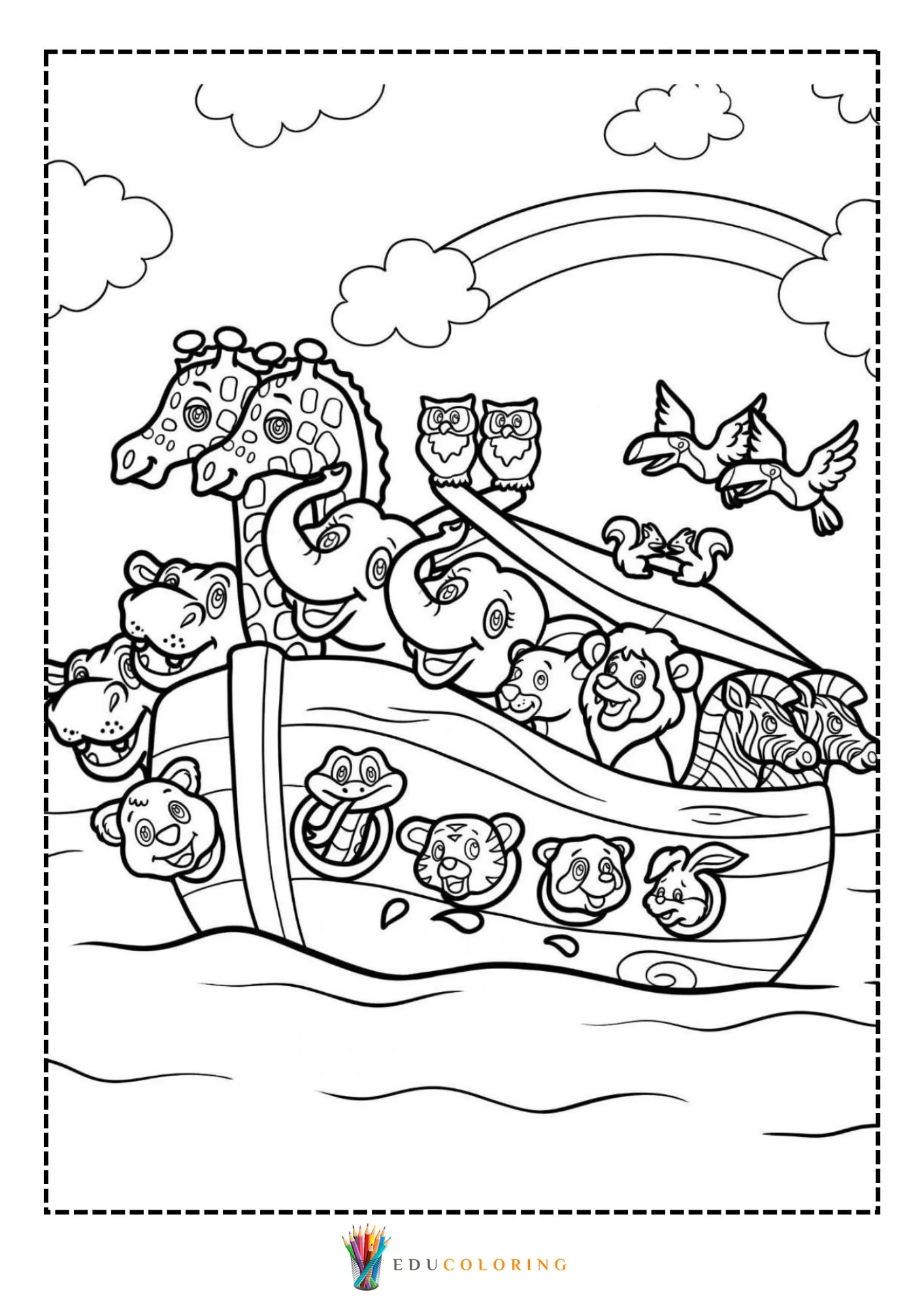 Ark floating on calm water