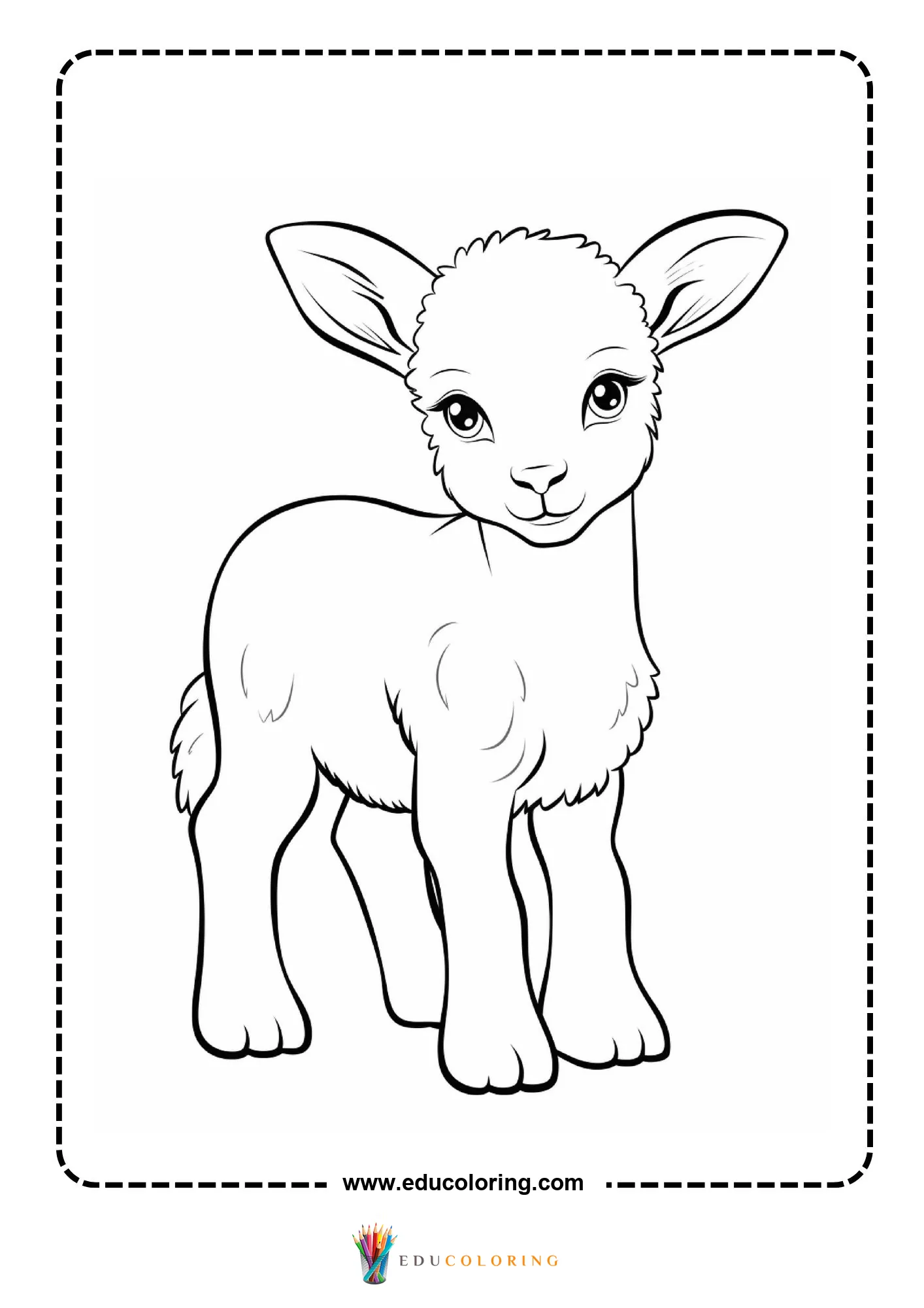 Young lamb standing with fluffy woolly coat