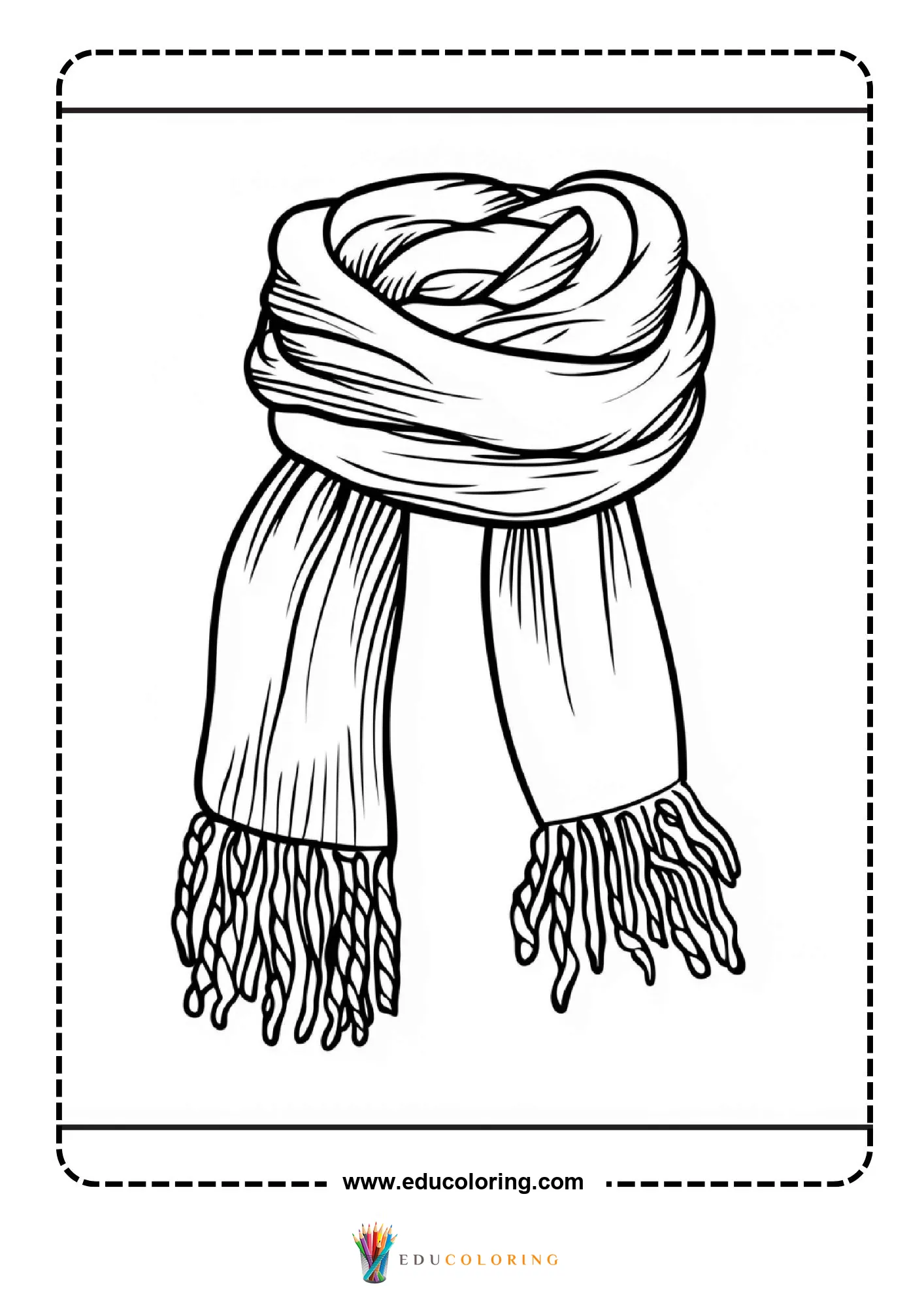 Cozy knitted winter scarf with fringe ends