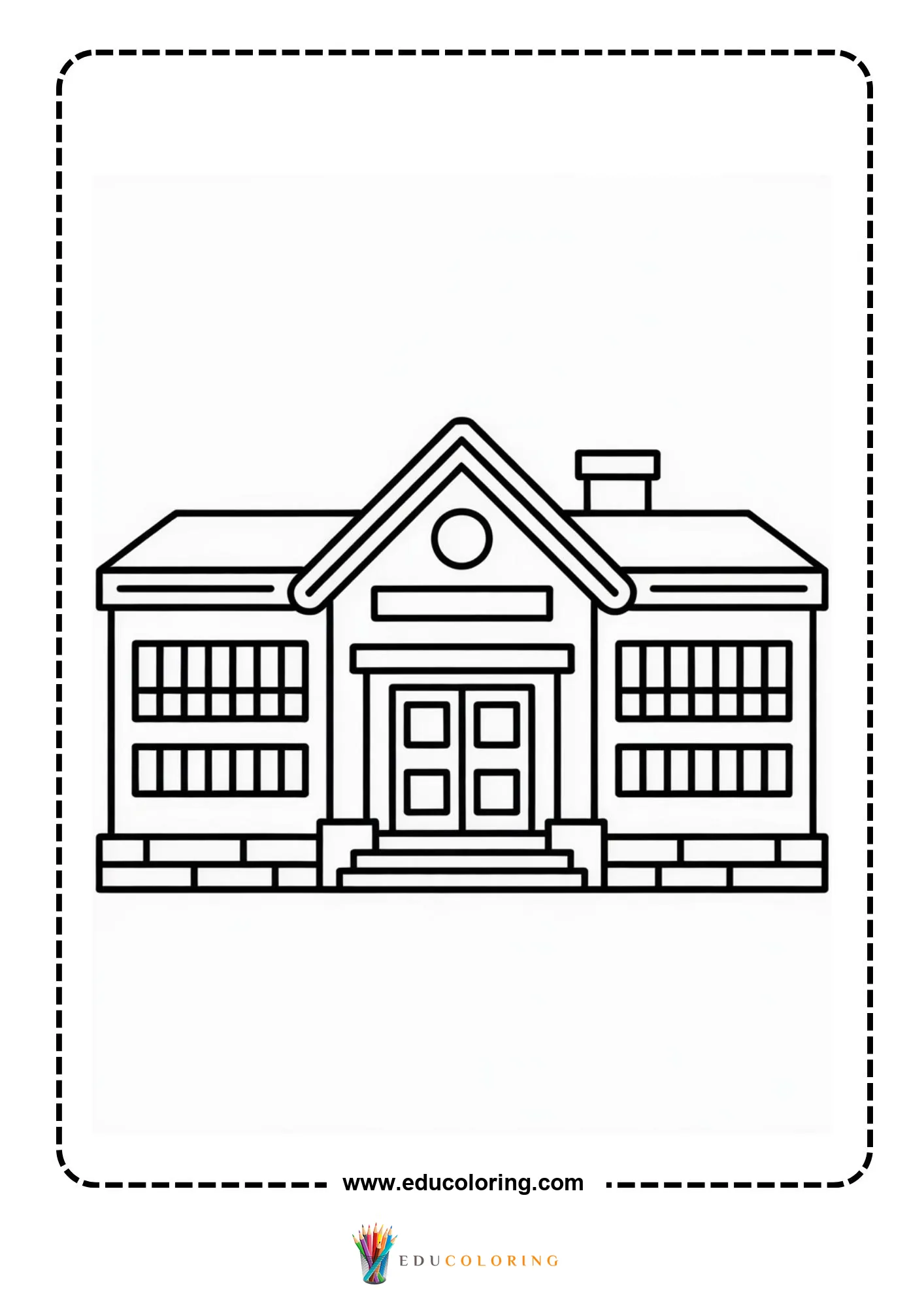 Building coloring page with skyscraper and square windows