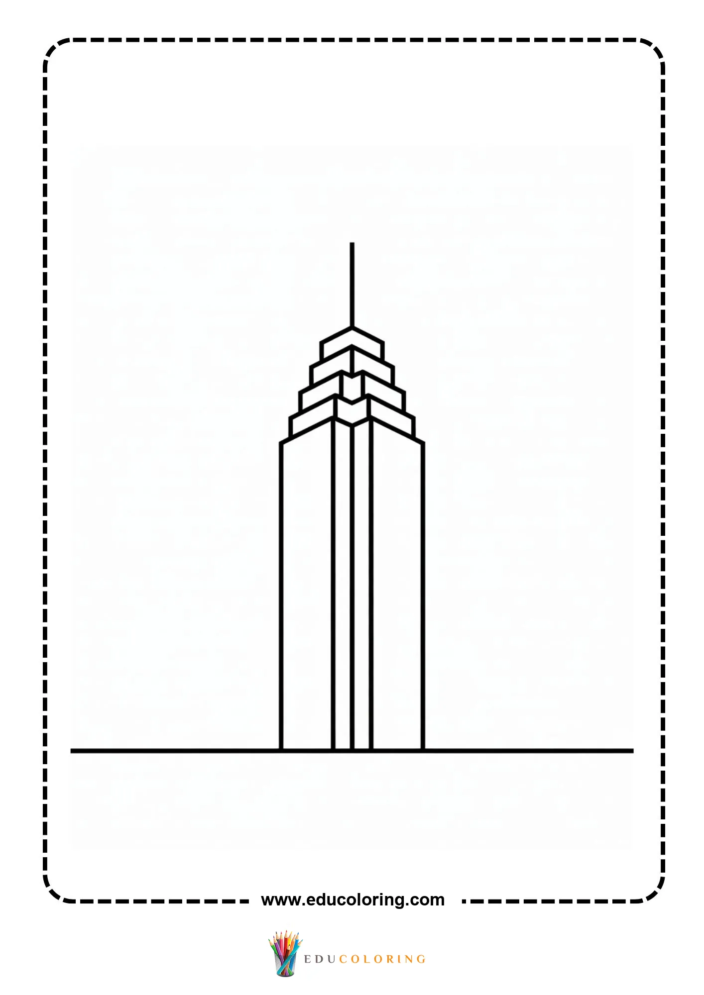 Skyscrapers coloring page with city towers and open sky