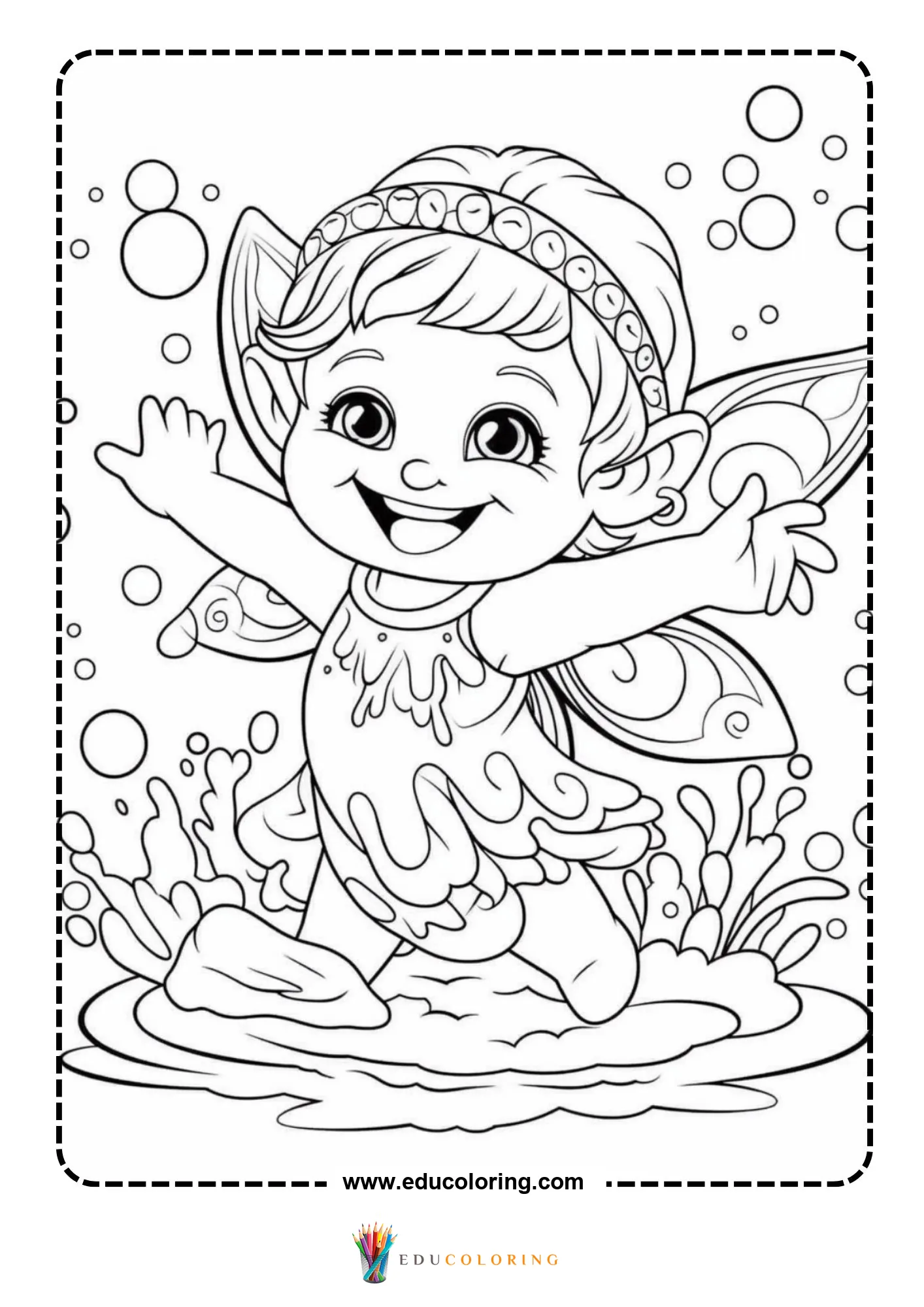 Kawaii fairy waving with open arms