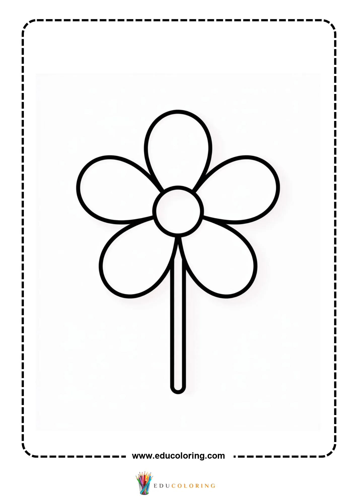 Simple five-petal flower on stem